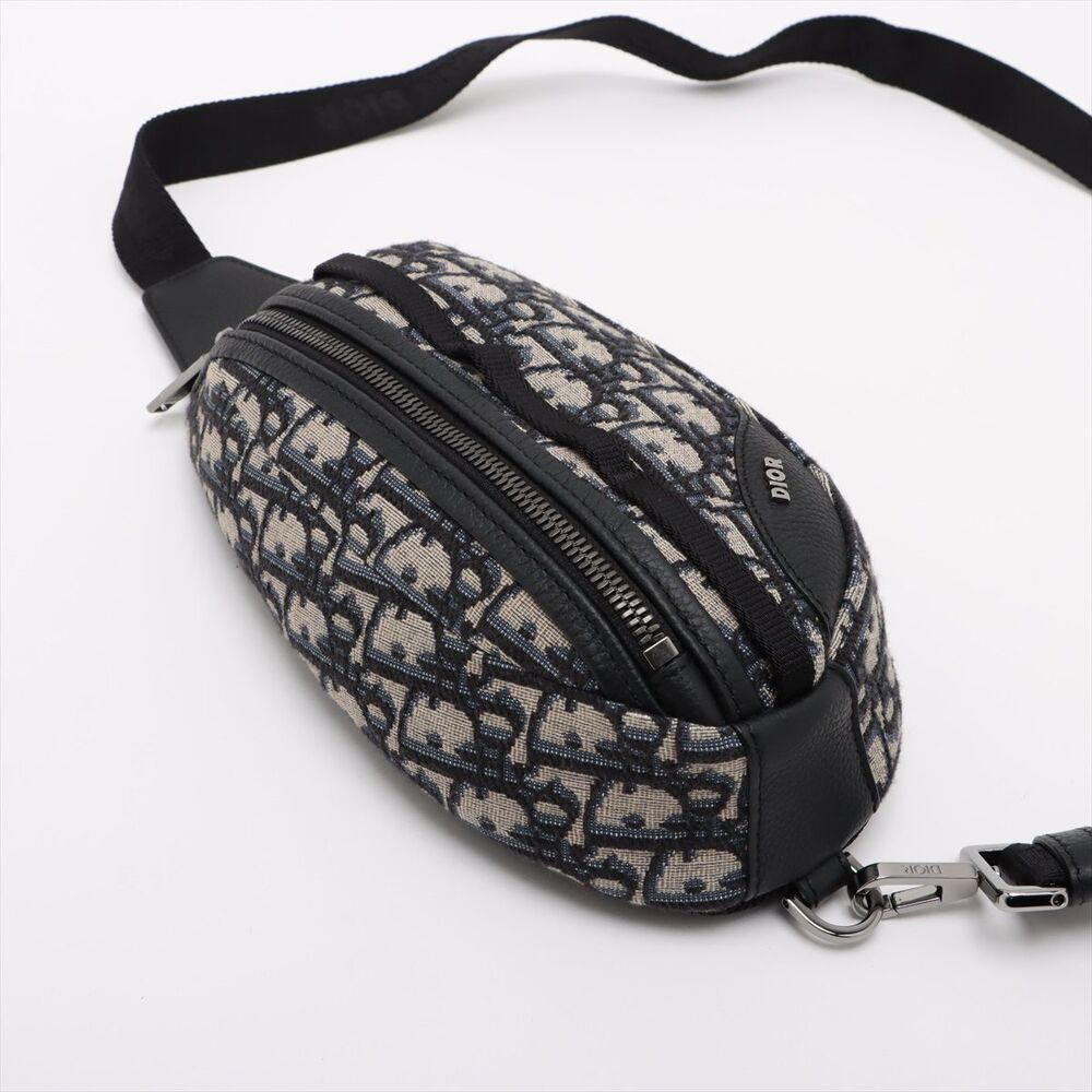 Dior Oblique Canvas Leather Body Belt Crossbody Bag Navy Blue - Picture 4 of 8